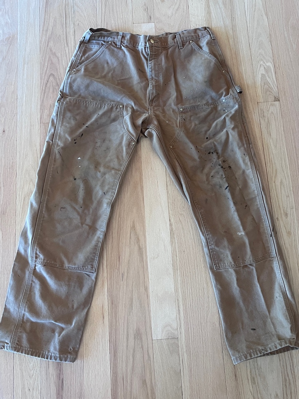 Carhartt Men's Carpenter Pants Distressed Tan Painters 38x32